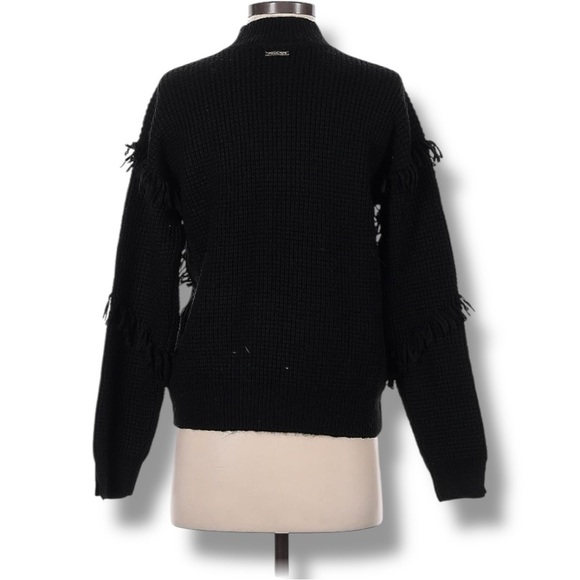 194 Michael Kors | NWOT Black Fringe Knit Sweater (Size S ) - Picture 3 of 13